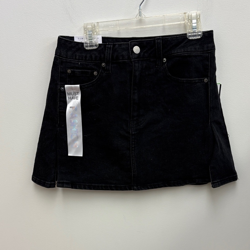 Tinseltown Black Denim Mini Skirt